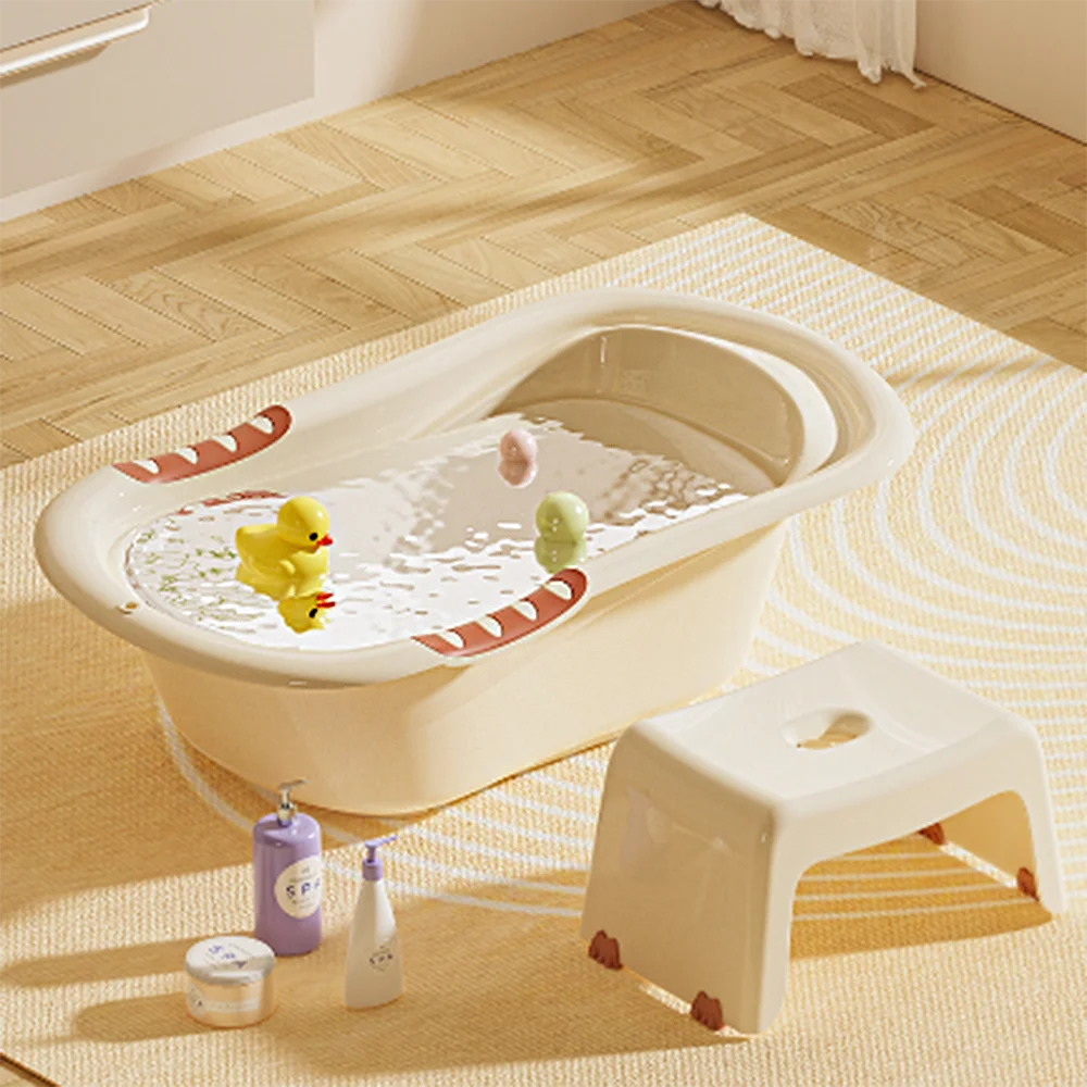 Large Size Baby Basin with Support for Baby Bath Kids Toddler Bathtub Plastic Baby Bath Tub with Hole Bassine Bebe