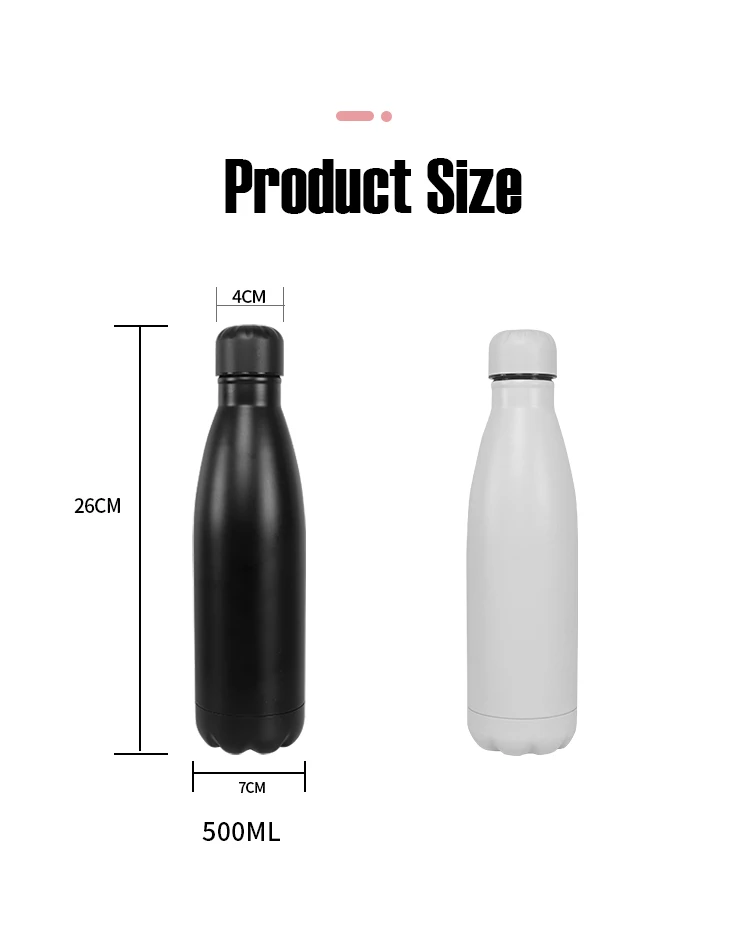 500ml Cola Shape Double Walled Stainless Steel Water Bottle