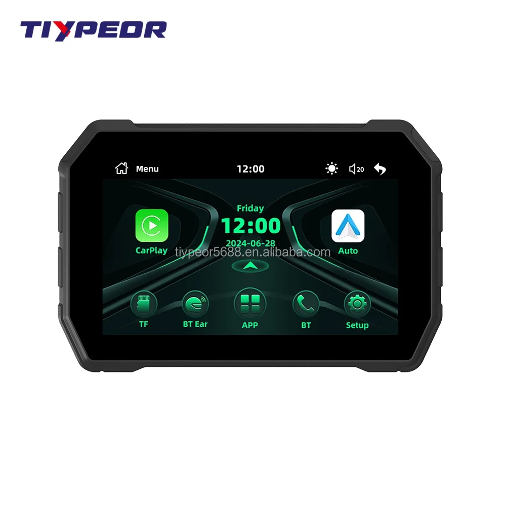 product tiypeor 5 inch motorcycle monitor wireless carplay android auto screen motorcycle navigation motorcycle wireless gps-5