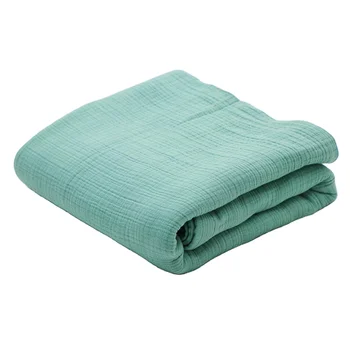 Top-Selling Multi-Purpose Solid Plain Soft Cozy Blanket 100% Cotton Muslin Gauze Breathable Baby Muslin Swaddle Blankets