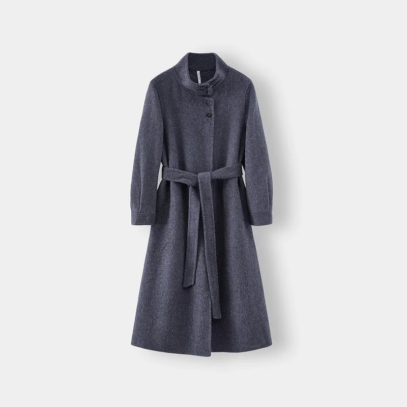 New Styles Double-faced Womens Wool Cashmere Trench Coat With Button