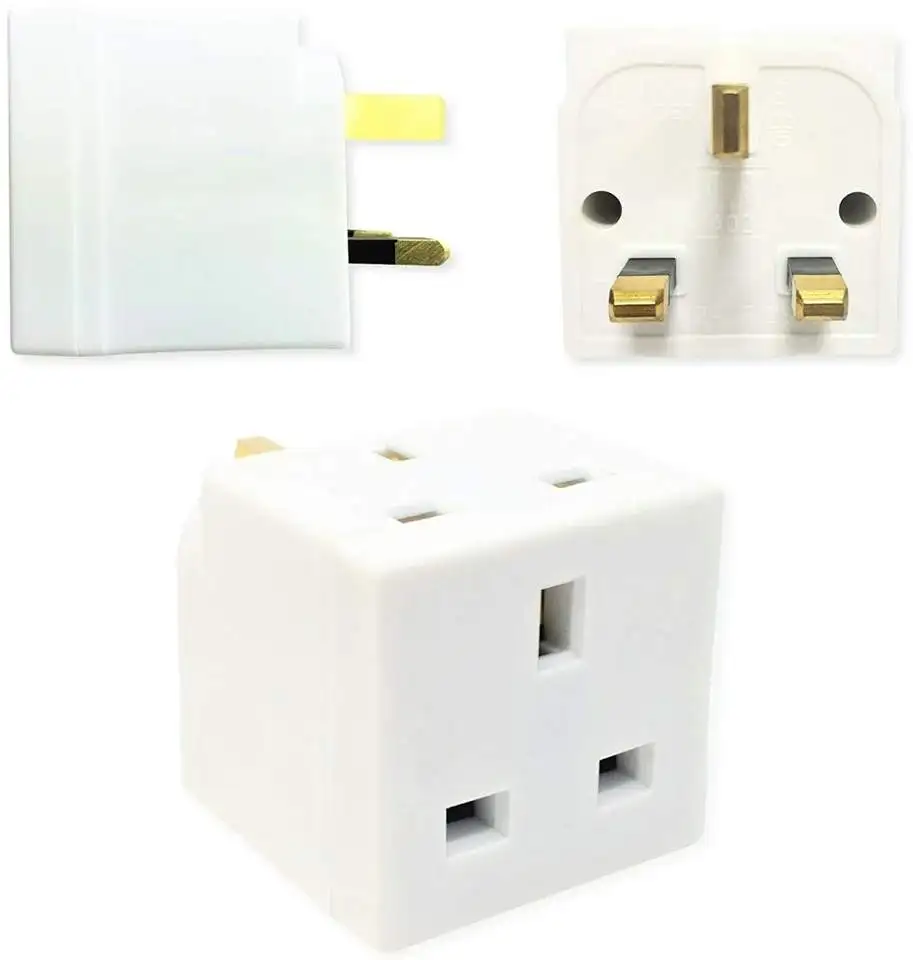 2 Way Double Plug Adaptor/Multi Plugs Extension Sockets Adapter/UK 3 Pin Socket Extensions 250V 13 Amp Power Extender