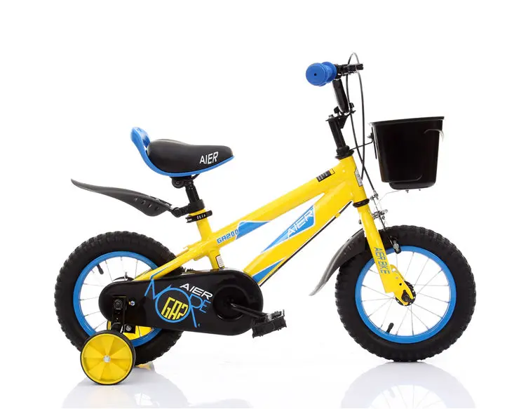 yellow bike with training wheels