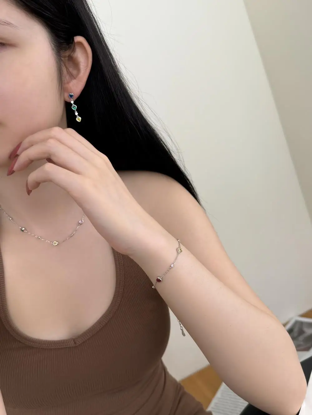 KAKODIY four-color heart-shaped bracelet 925 sterling silver chain women's lucky bracelet detail 4