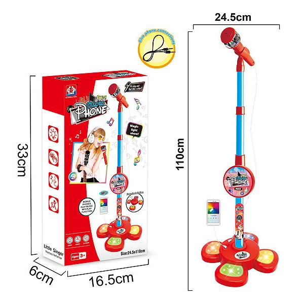 Jinming Kids Plastic Microphone Toy with Light Kids Toy Microphone with Stand