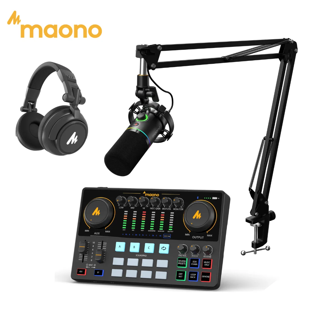 MAONO PD200XS XLR/USBダイナミックマイクRGB、ソフトウェアミュート