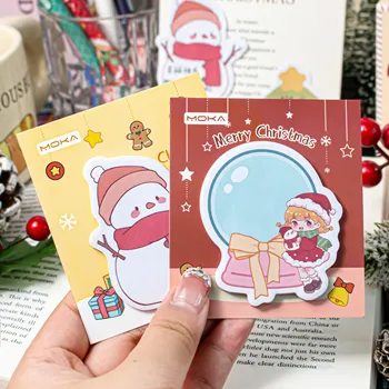 Cute Cartoon Pattern Self-Adhesive Sticky Notes for Students Cross Border Christmas Paper Notes for Note Taking