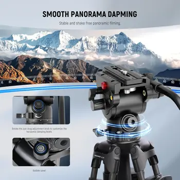 NEEWER LL34 78" Video Camera Tripod One Step Quick Release with Adjustable Damping Fluid Head, Heavy Duty Carbon Fiber Tripod detail image