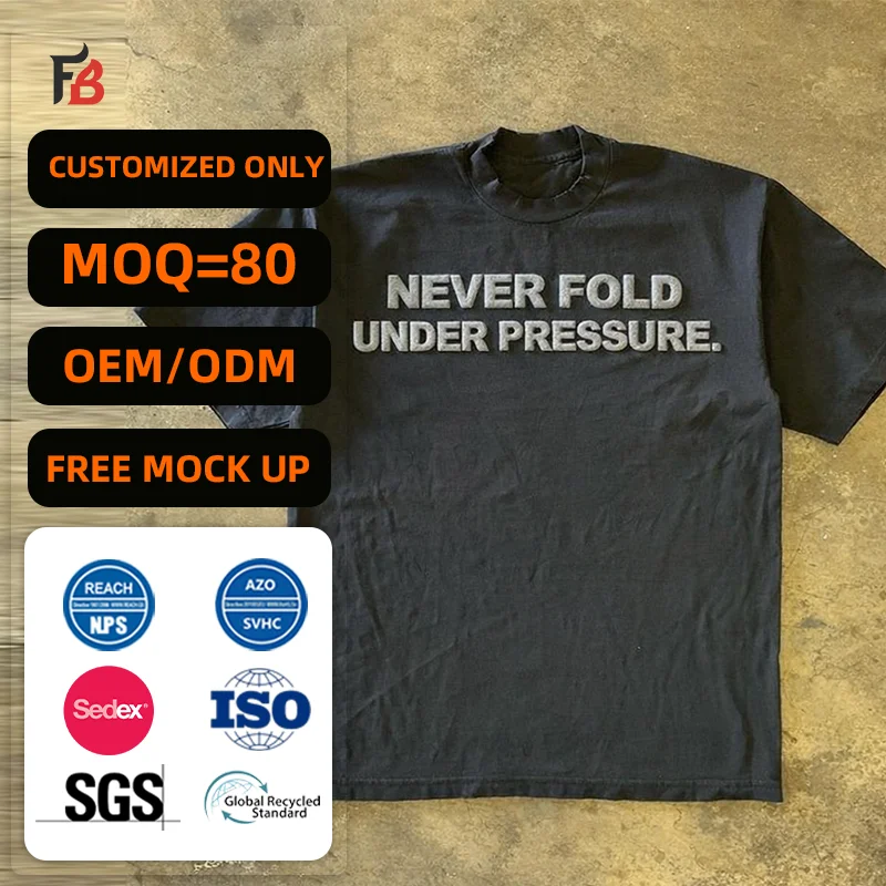 Manufacture Streetwear Custom Oversized Men Puff Print T-shirt Boxy Heavyweight 100% Cotton Tshirt