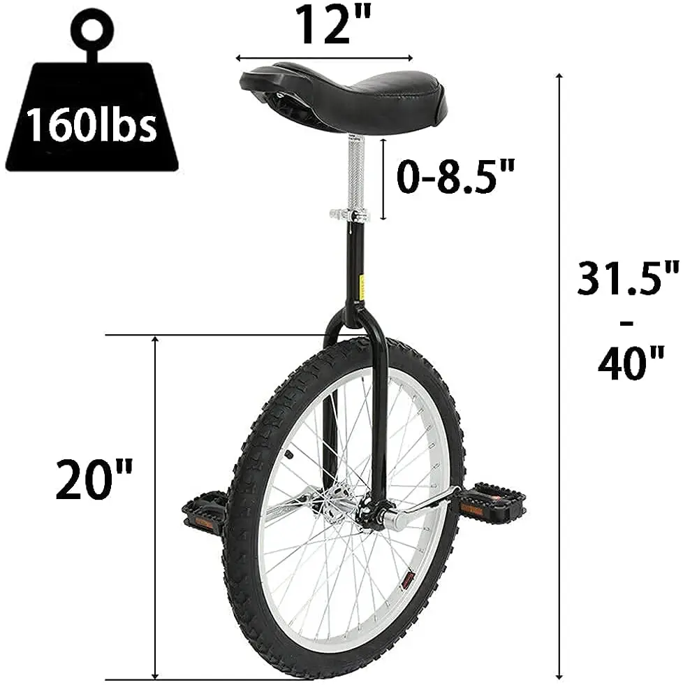 Fun 20 Inch Wheel Unicycle with Alloy Rim for Sale Kids Eho Wheel Unicycle Outdoor Sports Self Balancing Unicycle Adults Bike