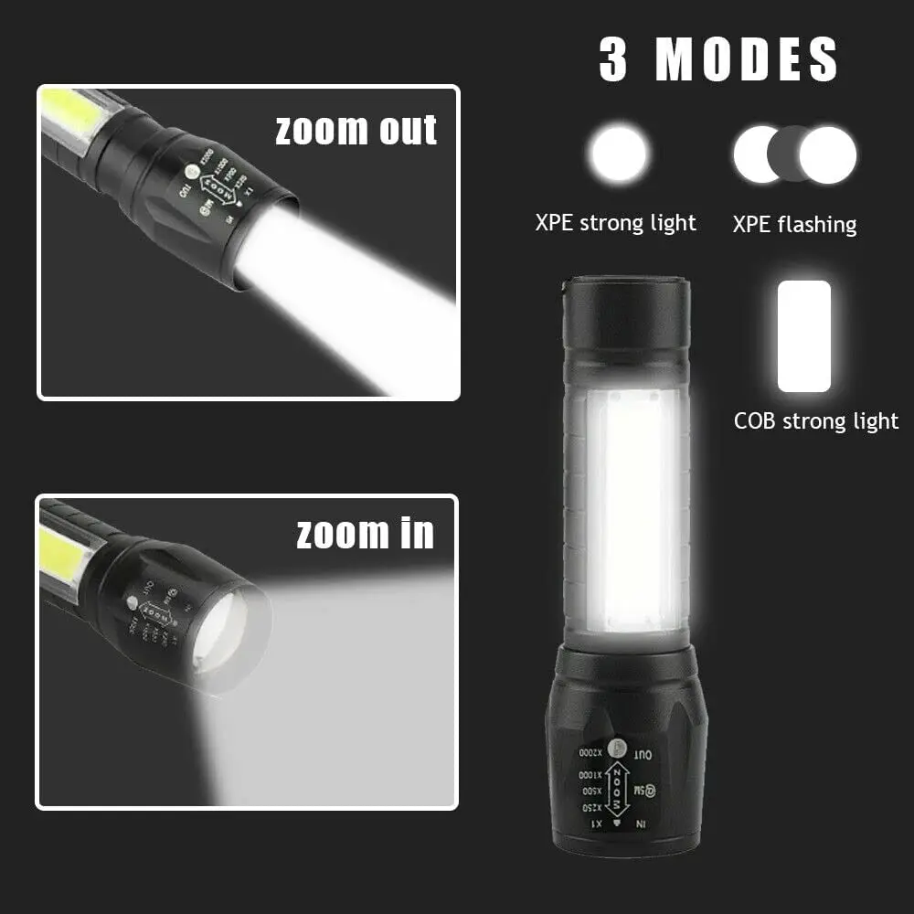 Ultra bright mini led cob flashlight Zoomable portable  usb rechargeable Outdoor Camping tactical flashlight torch long range supplier