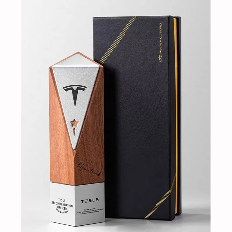 Trophées personnalisés avec base en métal argenté et socle en bois, médailles, plaques avec techniques d'impression UV WDY-0423