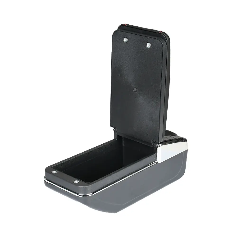 product tiypeor high quality split type absleather car armrest box handmade leather box with red wire-6