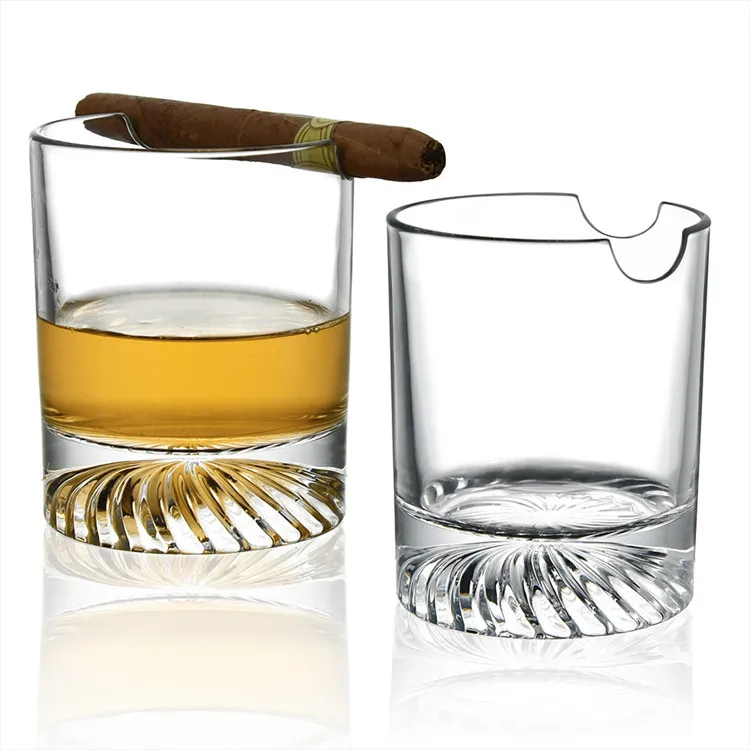 High Quality Lead Free Cigar Whiskey Glass With Cigar Holder Creative