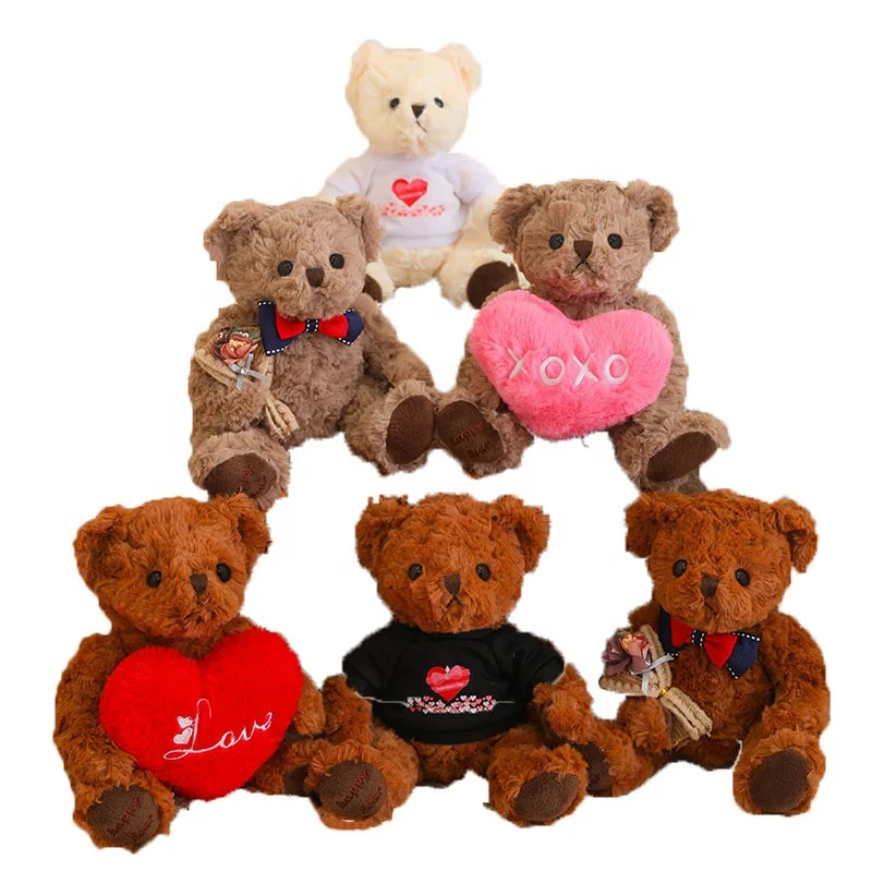 Wholesale 20cm Small Size Teddy Bear with T-shirt Twelve Colors Custom Cheap Stuffed Animal Plush Bear PP Cotton Filling