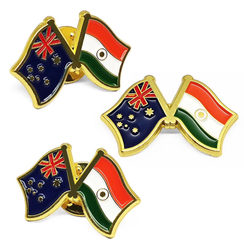 Custom Metal Pins Enamel Flags Pin Lapel Zinc Alloy Gold Australia Flags Badge for Souvenirs Qatar Flag Pin Brooch