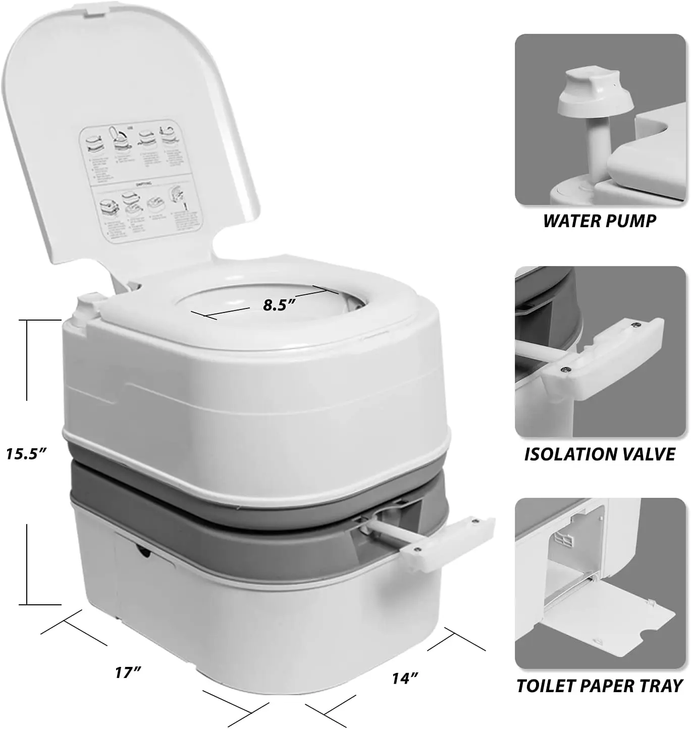 Npot Portable Toilet Camping Toilet Antileak Water Pump Large Capacity Waste Tank Travel