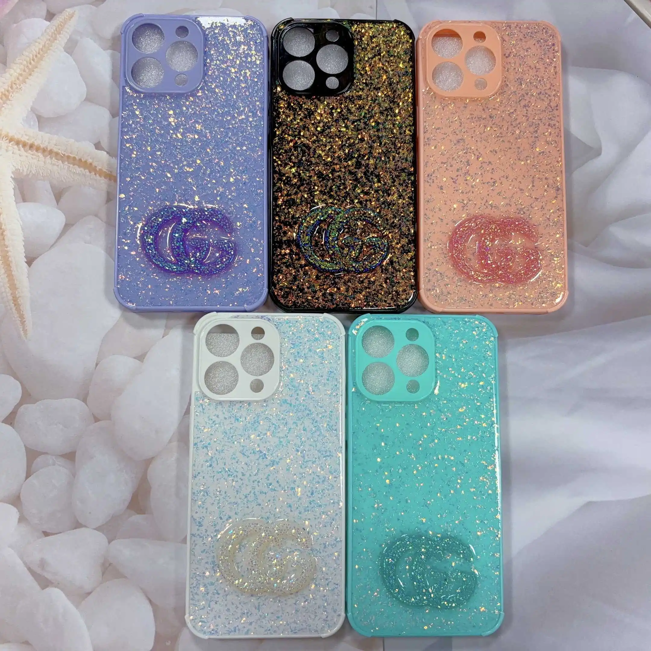 Customisable Girls Glitter Phone Case Shell Shockproof Cute Phone Cases for IPhone Oppo Itel Tecno Huawei