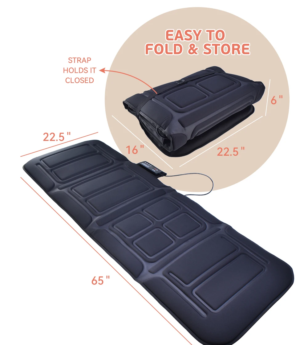belmint full body vibrating massage mat with heat Belmint Full Body Vibrating Massage Mat with Warmth, 5 Massage Modes, 3  Intensity Levels main image 1