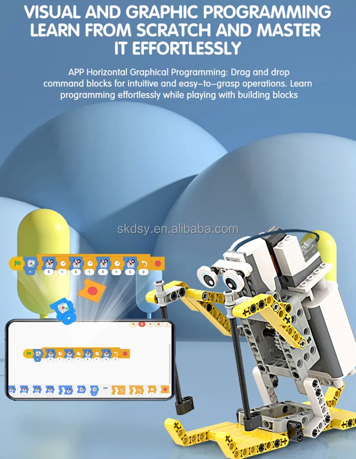 New STEM DIY Programming Robot Kit 50 in 1 Science Education Electronic Toy Compatible with WeDo 2.0 Robot Theme