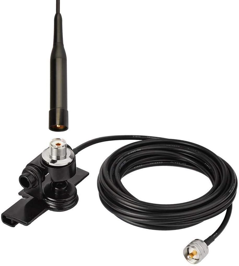 Antenne Radio Mobile Bingfu TC3717 - VHF/UHF, Profil Bas, Support Lèvre, Compatible Yaesu, Noire, Neuve