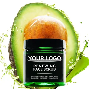 Organic Avocado Jojoba Oil Face Scrub Nourishing Deep Cleansing Soothing Moisturizing Exfoliating Facial Scrub Aloe Vera