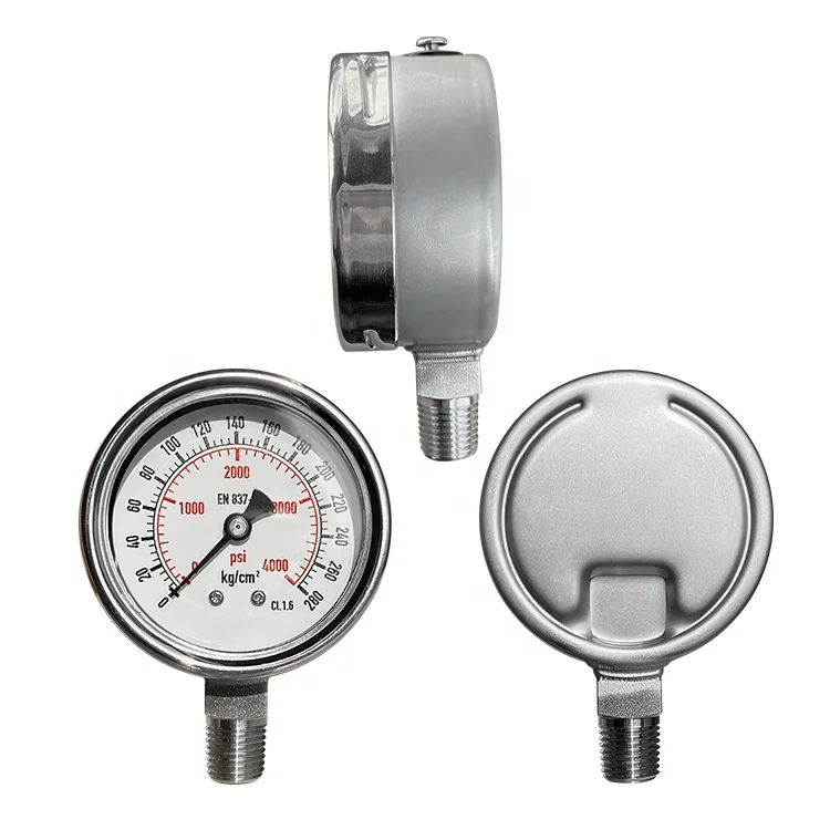 2.5Inch 304/316 4000psi 28kg Bourdon Tube Diaphragm En837-1 All Stainless Steel Pressure Gauge