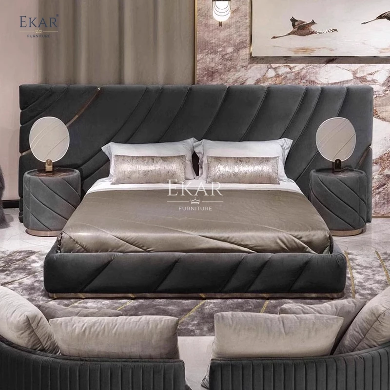 Modern design widescreen bed-genuine leather bed-bedroom furniture-bedroom bed factory