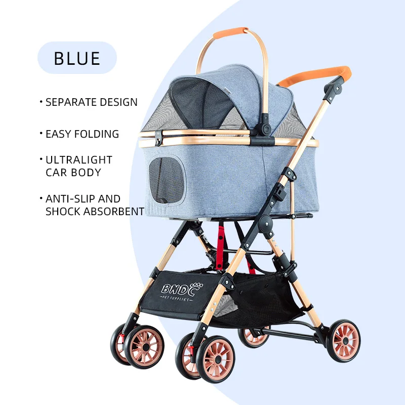 Aluminium Pet Stroller Walk Travel Carrier Carriage Pet Stroller for Cats  Dogs Customized Small Pet Stroller