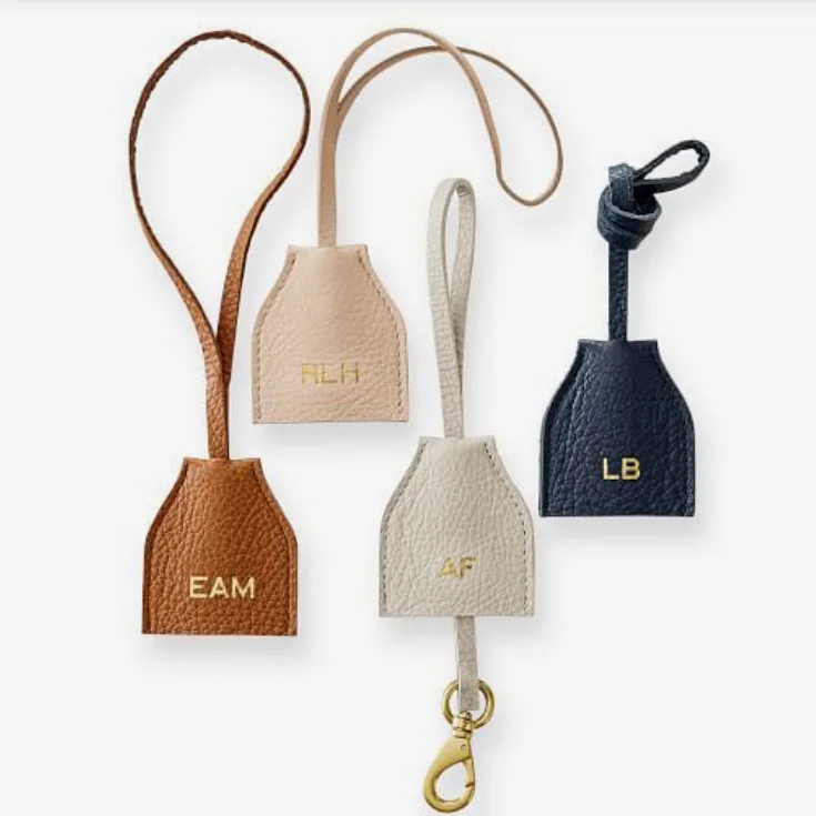 Faux Leather Tag Label Purse & Handbag Accessories Bag Charm Pendants Key Chain Car Key Holder Key Ring Fob for Men and Women
