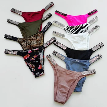 female underwear low-rise fashion diamond strap sexy thongs g-string panties for women