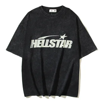 High quality hell stars washed vintage heavy industry T-shirts American short sleeves for men