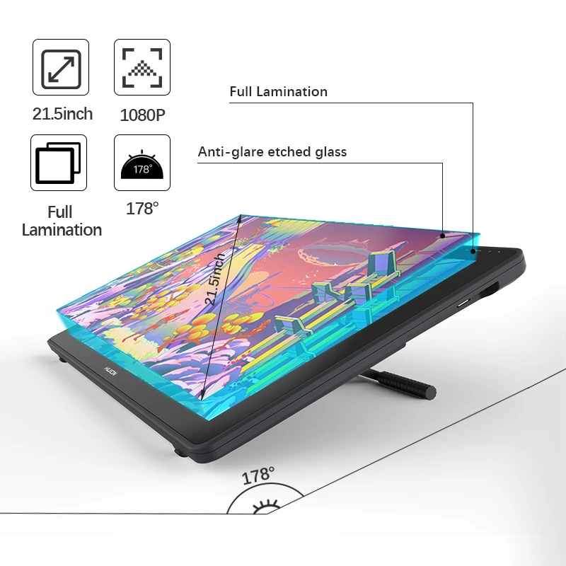 Huion KAMVAS 22 PLUS - Versatile LCD Pen Display Tablet