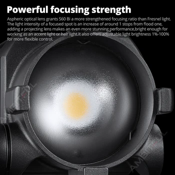 Godox S60Bi-K3 60W Focusing LED Photography Continuous Adjustable Light Spotlight With Barn Door Kit for Professional Lighting detail image