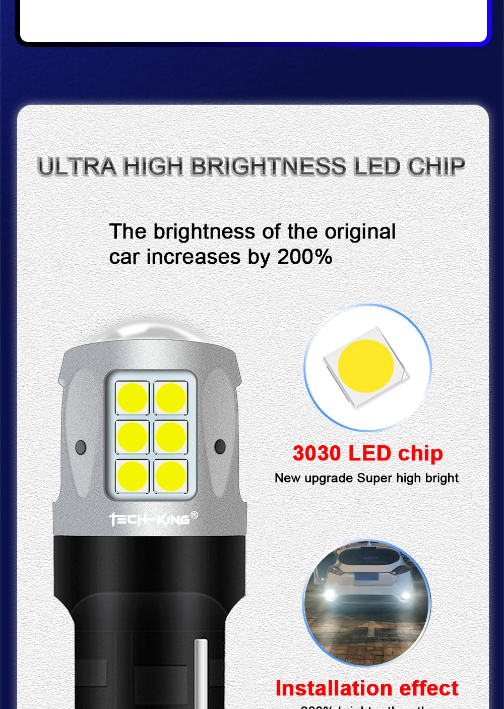 TECH-KING Car Led Brake Light 3030 Chip Super Canbus Error Free Bulbs Driving Turning Assit Backup Car Light Interior Light