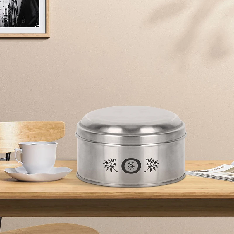 Tabletop Metal Tea Can with Lid Sealing Storage Box New Style Simple Stainless Steel Tea Canister