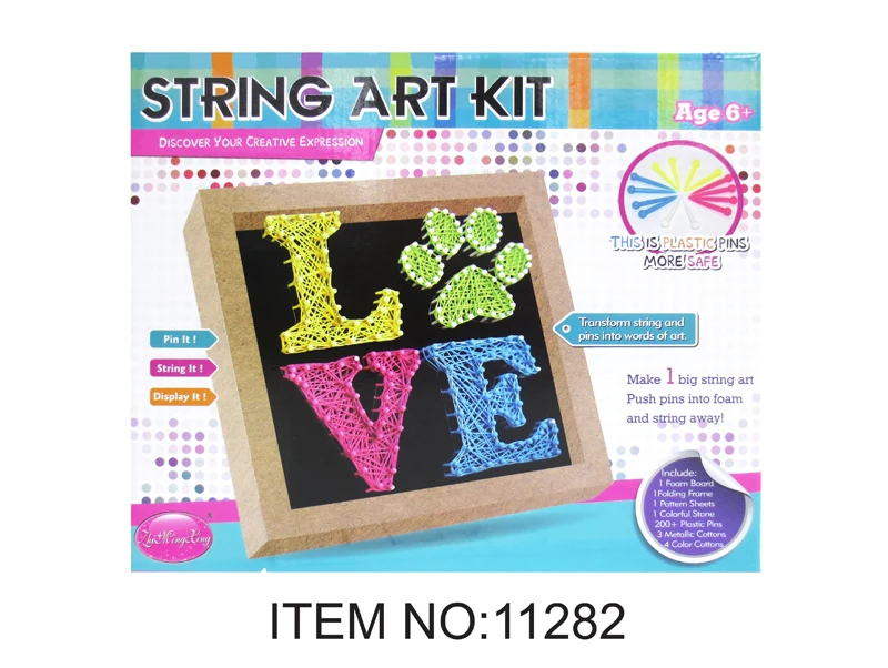 Wonderful Gift Arts & Crafts for Kids DIY Toys Hand Makes 3 Large Foam Canvases Educational String Art Kit