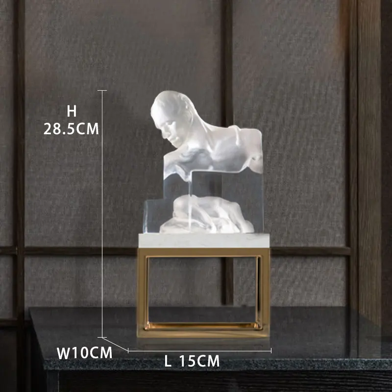 Factory Custom Resin Metal Craft Art Statue Interior Art Design Transparent Resin Nude Human Sculpture