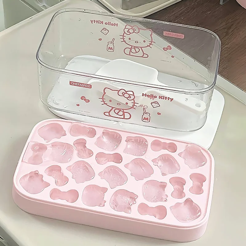Sanrio Hello Kitty Food Grade Silicone Ice Cube Tray with Storage Box for Home Use-Ice Cream Tools factory
