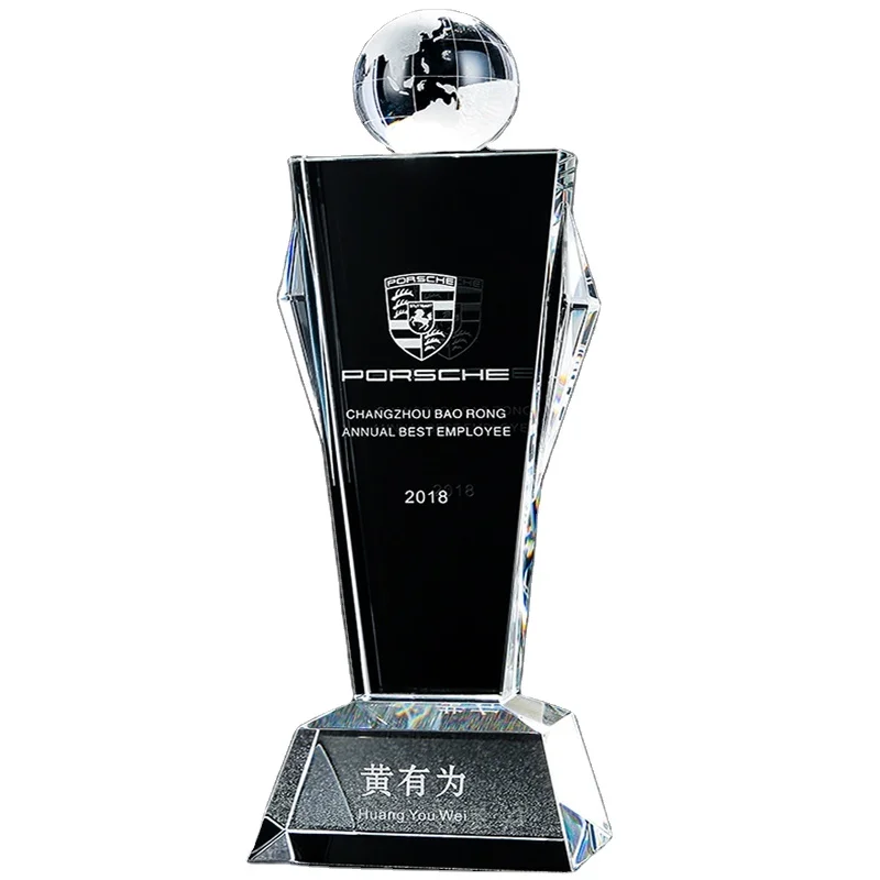 Custom design crystal trophy for cooperate award