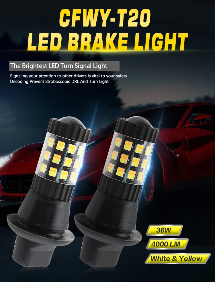 Led DRL Turn Signal Light Yellow White Car Led Brake Light Led Turn Signal Indicator Daily Running Light