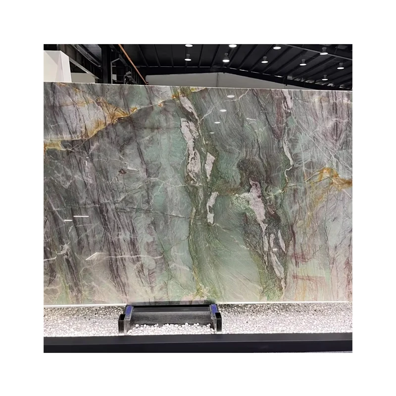 Luxury Royal Green Quartzite Slab High Quality Exotic Stone Countertop Interior Wall Decor Customized Sizes Similar Marble Tile