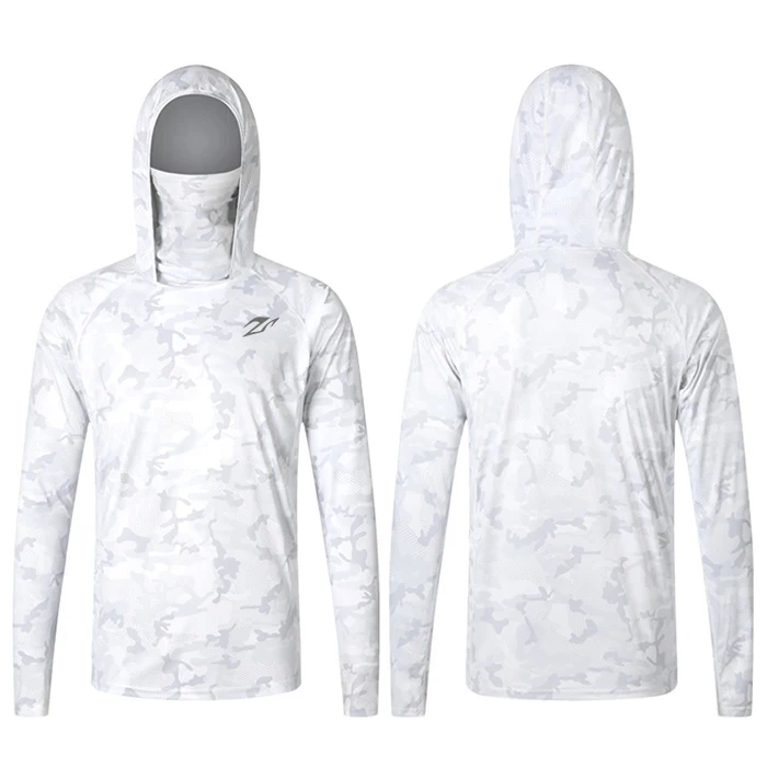 Fashion Custom Print Sublimated Hooded Fishing Shirts Polyester Quick Dry Fabric Uv Protection Long Sleeve Men's Fishing Shirt