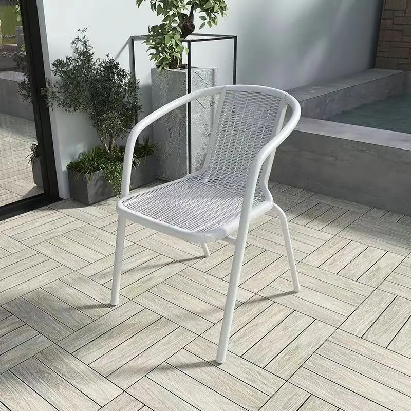 Открытый патио из ротанга стул садовая мебель набор с железной спинкой и водонепроницаемый стол для отдыха на открытом воздухе