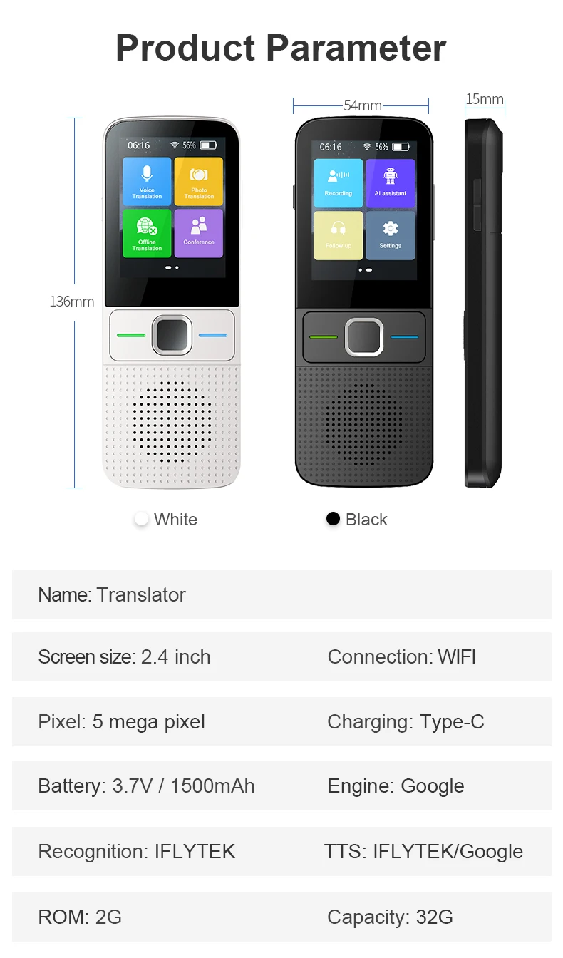 T10 Offline Voicetranslator Smart Portable 137 Language Realtime
