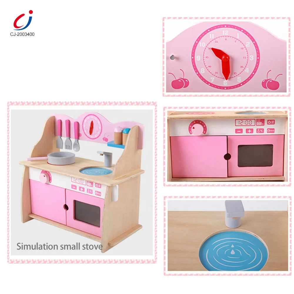 Обучающая игрушка для ролевых игр кухонная посуда плита приготовления пищи деревянный розовый кухонный набор