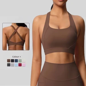 Women's High Strength Anti-Vibration Sports Bra Tight Yoga Vest Pilates Running Outdoor Fitness Simple Breathable Seamless