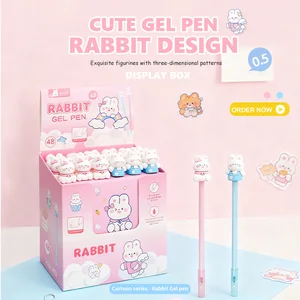 0.5mm Cute Rabbit Cap Gel Pen, Pink & Blue Kawaii Writing Pens for School Office Supplies