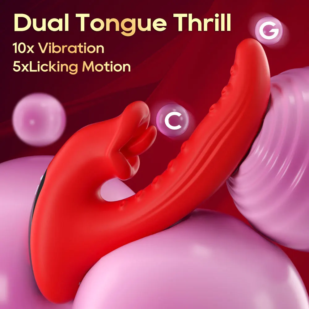 Dual Stimulation Tongue Licking Vibrator With 10 Vibration Modes_voghion.com