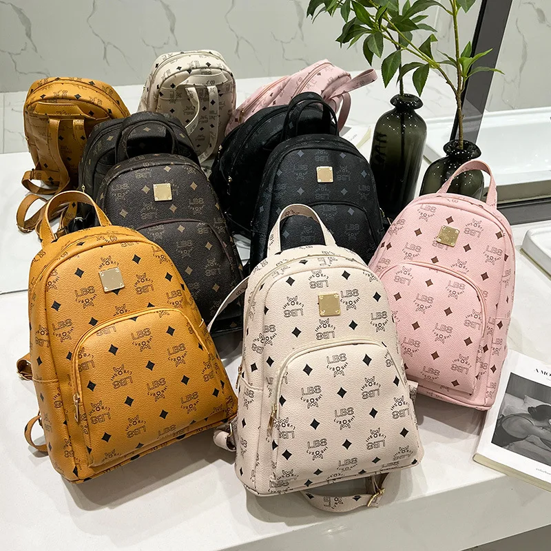 Women PU Leather Simple Mini Backpack for Female Designer Backpacks Famous  Brands with Floral Print